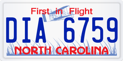 NC license plate DIA6759