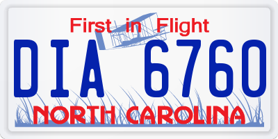 NC license plate DIA6760