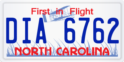 NC license plate DIA6762