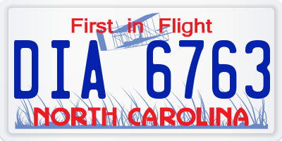 NC license plate DIA6763