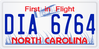 NC license plate DIA6764