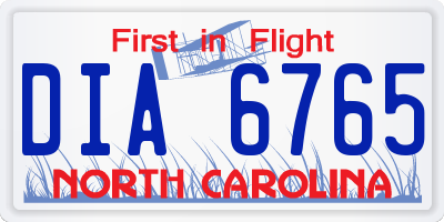 NC license plate DIA6765