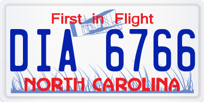 NC license plate DIA6766