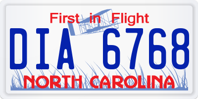 NC license plate DIA6768