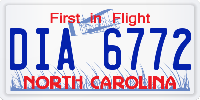 NC license plate DIA6772