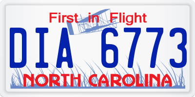 NC license plate DIA6773