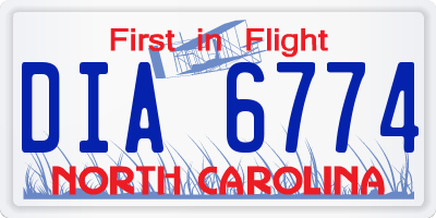 NC license plate DIA6774