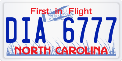 NC license plate DIA6777