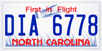 NC license plate DIA6778