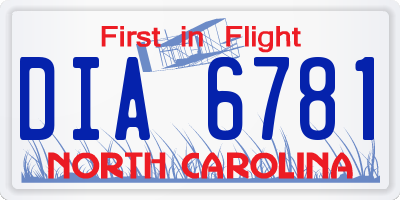 NC license plate DIA6781
