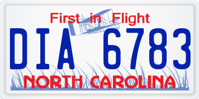NC license plate DIA6783