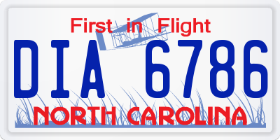 NC license plate DIA6786