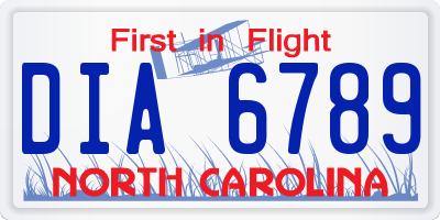 NC license plate DIA6789