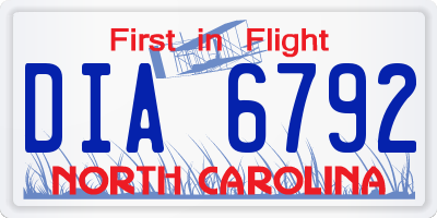 NC license plate DIA6792