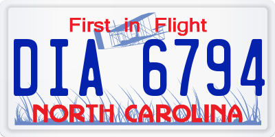 NC license plate DIA6794
