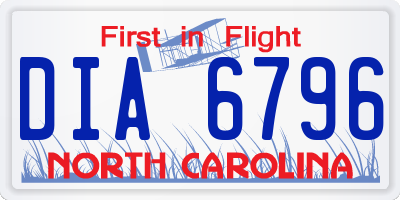 NC license plate DIA6796