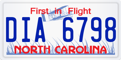 NC license plate DIA6798