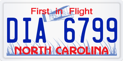 NC license plate DIA6799
