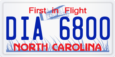 NC license plate DIA6800