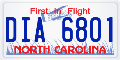 NC license plate DIA6801