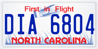 NC license plate DIA6804