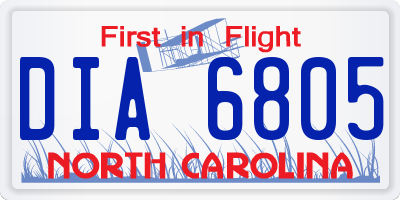 NC license plate DIA6805