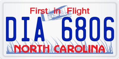 NC license plate DIA6806