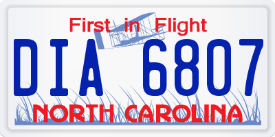 NC license plate DIA6807