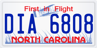 NC license plate DIA6808