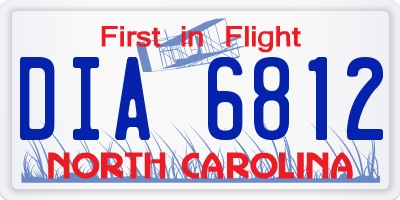 NC license plate DIA6812