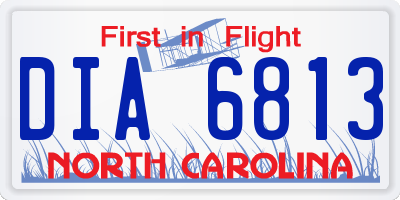 NC license plate DIA6813