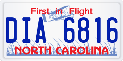 NC license plate DIA6816