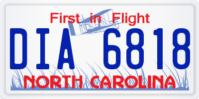 NC license plate DIA6818