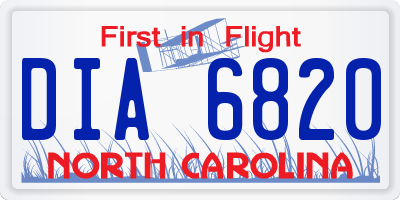 NC license plate DIA6820