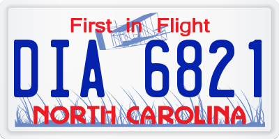 NC license plate DIA6821