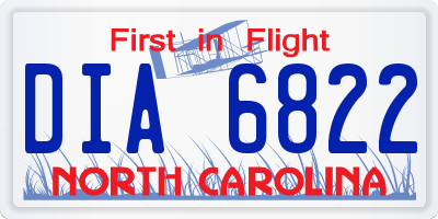 NC license plate DIA6822