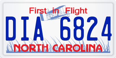 NC license plate DIA6824