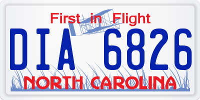 NC license plate DIA6826