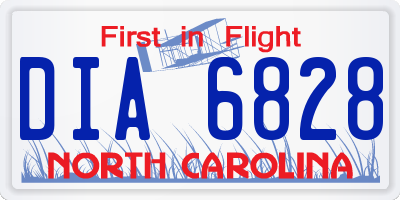 NC license plate DIA6828