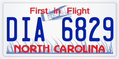 NC license plate DIA6829