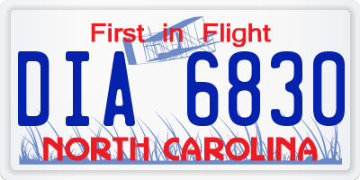 NC license plate DIA6830