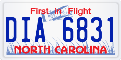 NC license plate DIA6831
