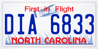 NC license plate DIA6833