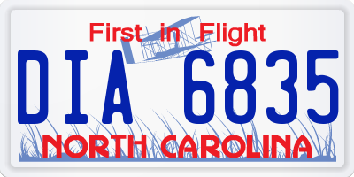 NC license plate DIA6835