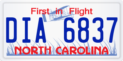 NC license plate DIA6837