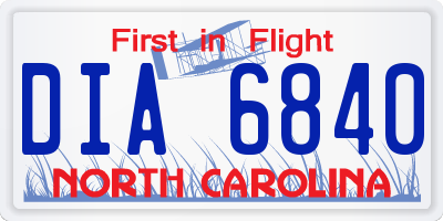 NC license plate DIA6840