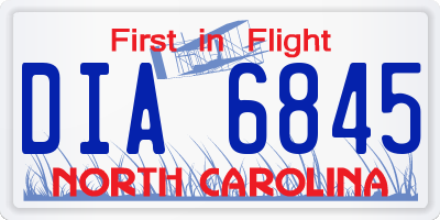 NC license plate DIA6845