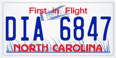 NC license plate DIA6847