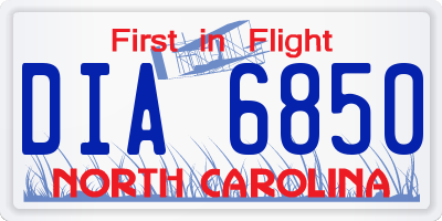 NC license plate DIA6850