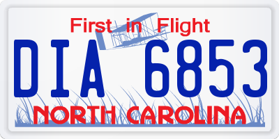 NC license plate DIA6853